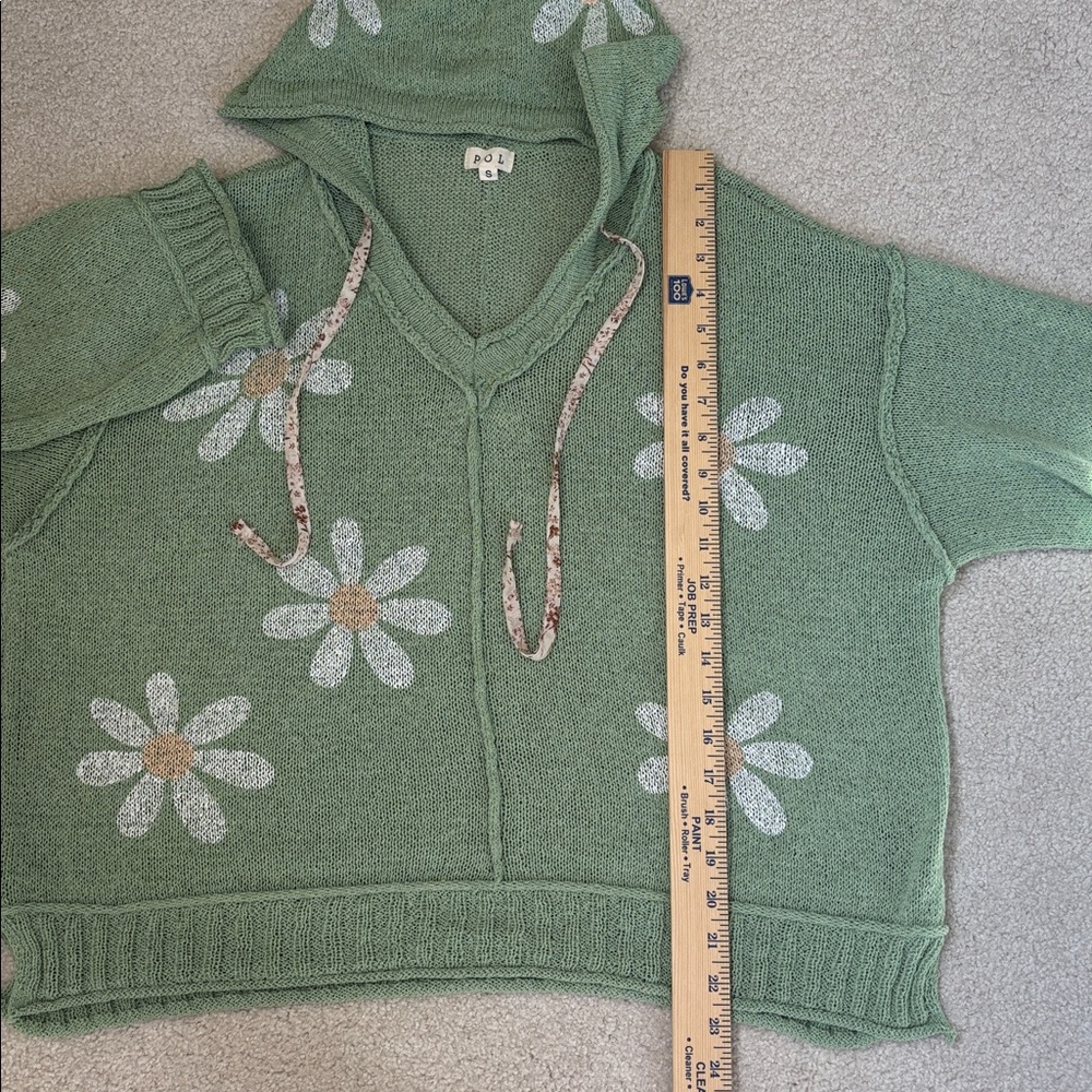 POL Daisy Floral Knit Oversized Hoodie Sweater Beach Boho Travel Women’s Small - Picture 9 of 10